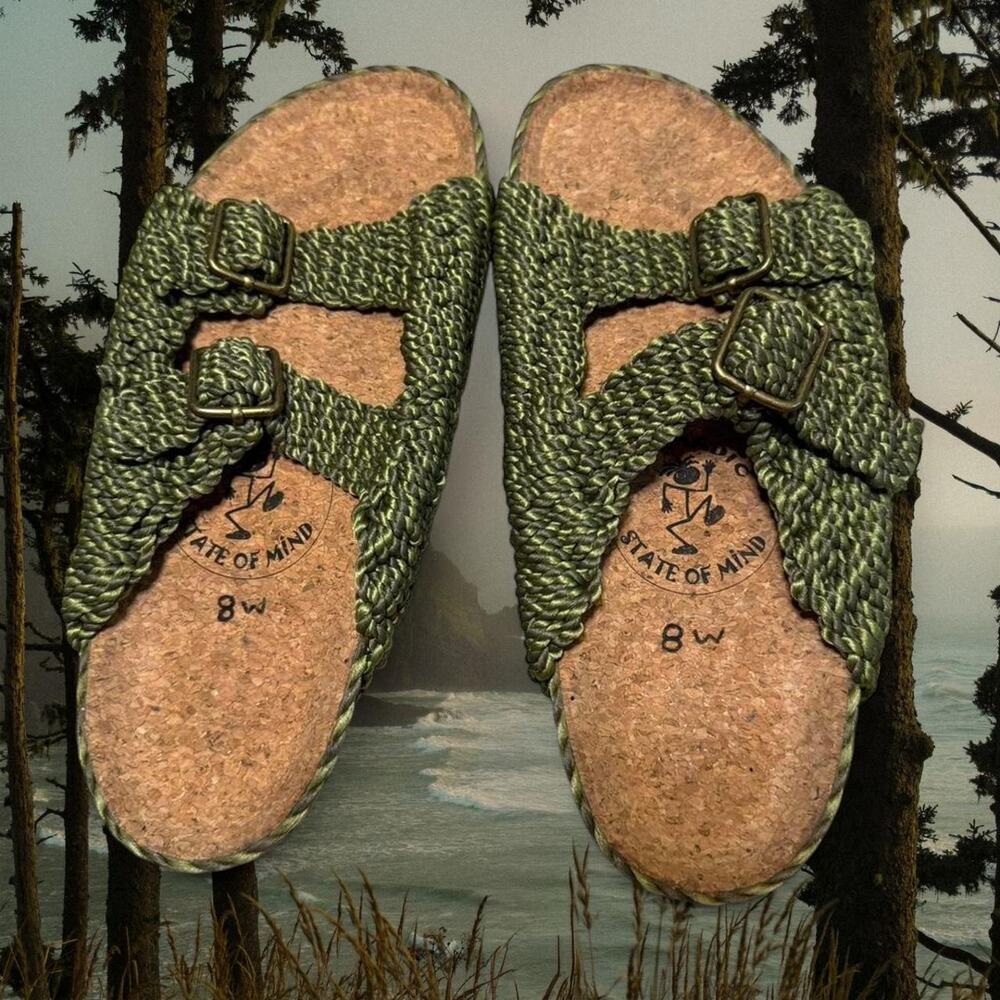 Cottagecore green crochet birkenstock style sandals